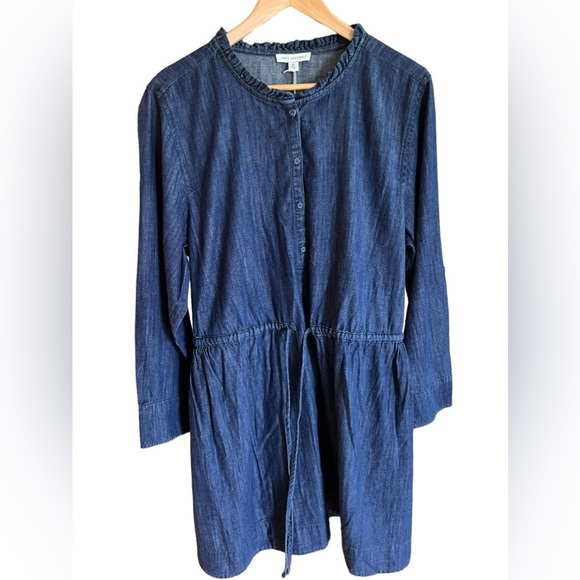 NWT Free Assembly Women's Denim Ruffle Neck Mini Dress Size XL - Picture 2 of 9